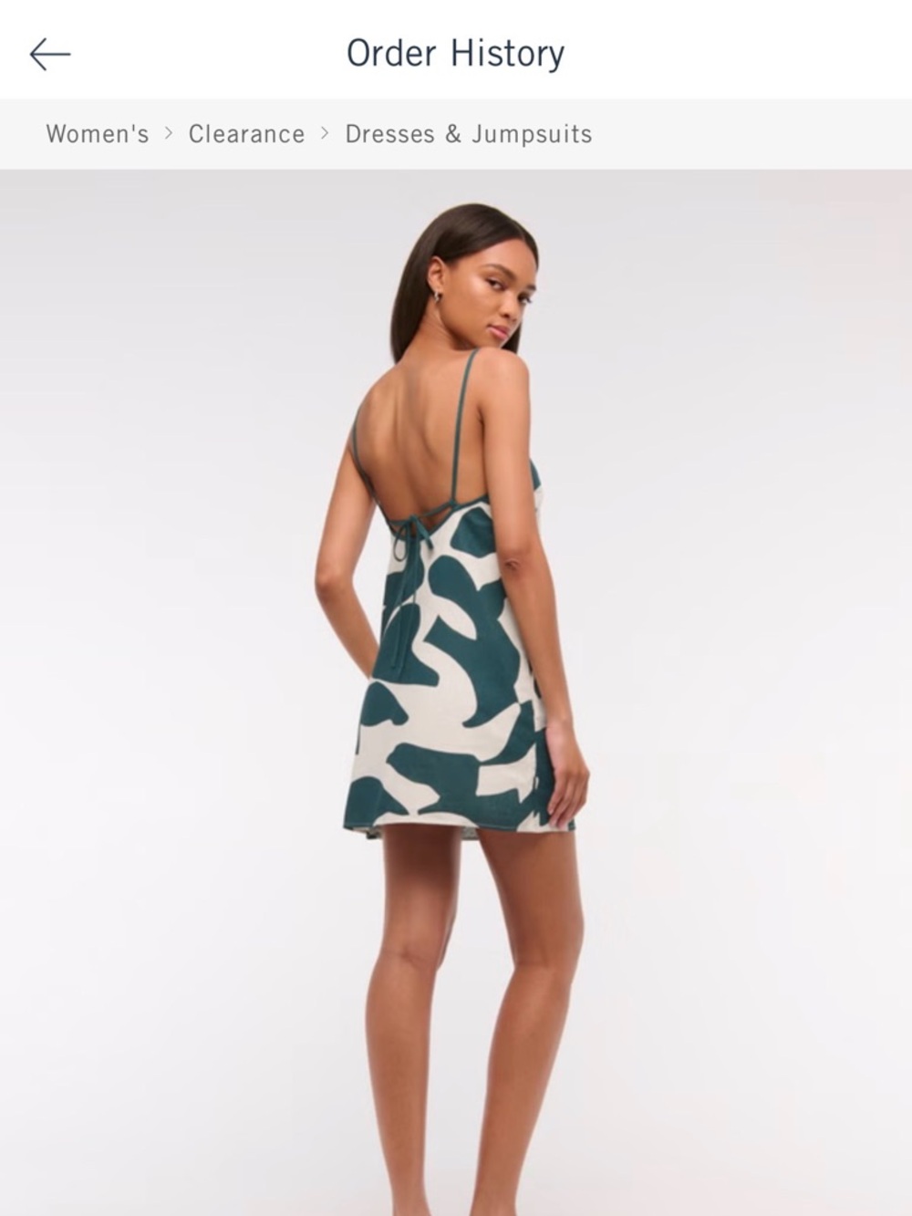 Abercrombie & Fitch Teal and White Abstract Print Spaghetti-Strap Mini Dress